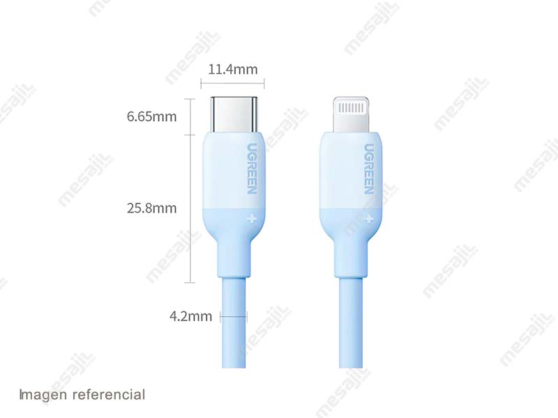 Cable Cargador UGREEN MFI USB Tipo C Lightning 1m (20313) Celeste