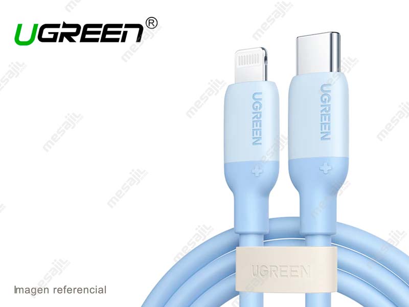 Cable Cargador UGREEN MFI USB Tipo C Lightning 1m (20313) Celeste - Mesajil