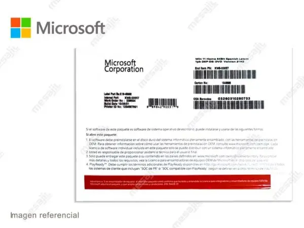 Microsoft Windows 11 Home 64 Bits Espanol 1PK OEM