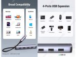 Hub UGREEN 5 en 1 USB-C a 4 puertos USB 3.0 1 HDMI 4K (20197)