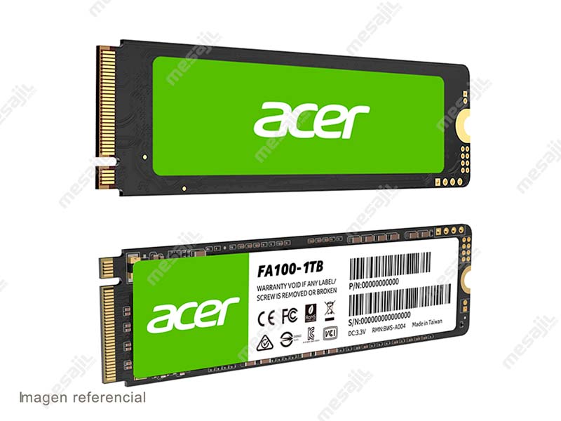 Unidad de Estado Solido Interno M.2 1TB Acer FA100 PCIe Gen3 NVMe SSD