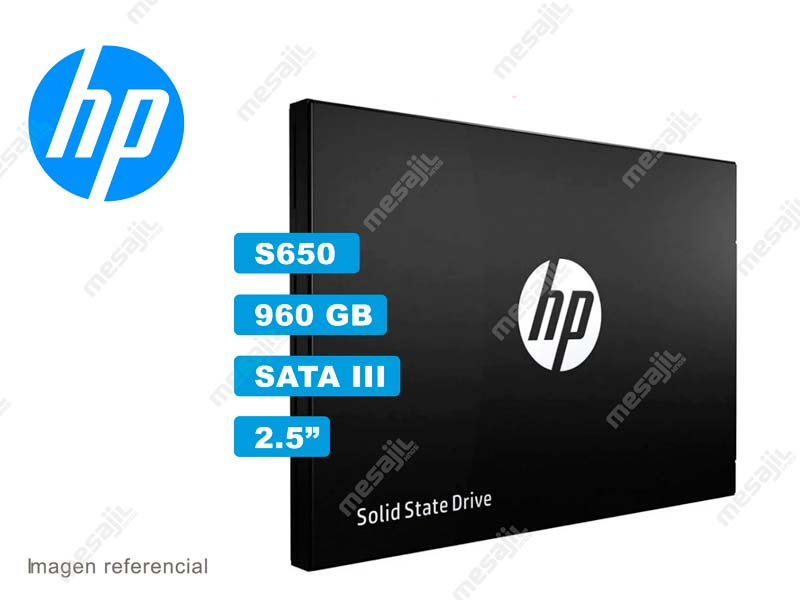  HP S650 960GB 2.5 Pulgadas SATA III PC SSD Disco Duro Interno  de Estado Sólido - 6 Gb/s, 3D NAND, Hasta 560 MB/s para Actualización de  Computadoras y Escritorio - 345N0AA#ABA 