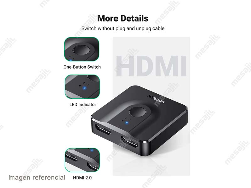 Conmutador HDMI 2 entradas 1 salida 4k de alta definición conmutador  bidireccional una entrada dos s Zhivalor 2036079