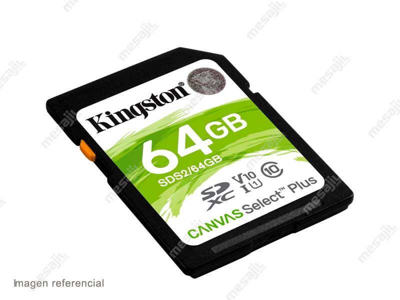 Memoria SD 64GB Kingston Canvas Select Plus 100 MB/s (SDS2/64GB) - Mesajil