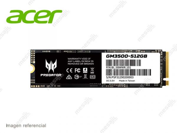 Unidad SSD Interno M.2 Acer Predator GM-3500 512GB PCIe Gen3 NVMe