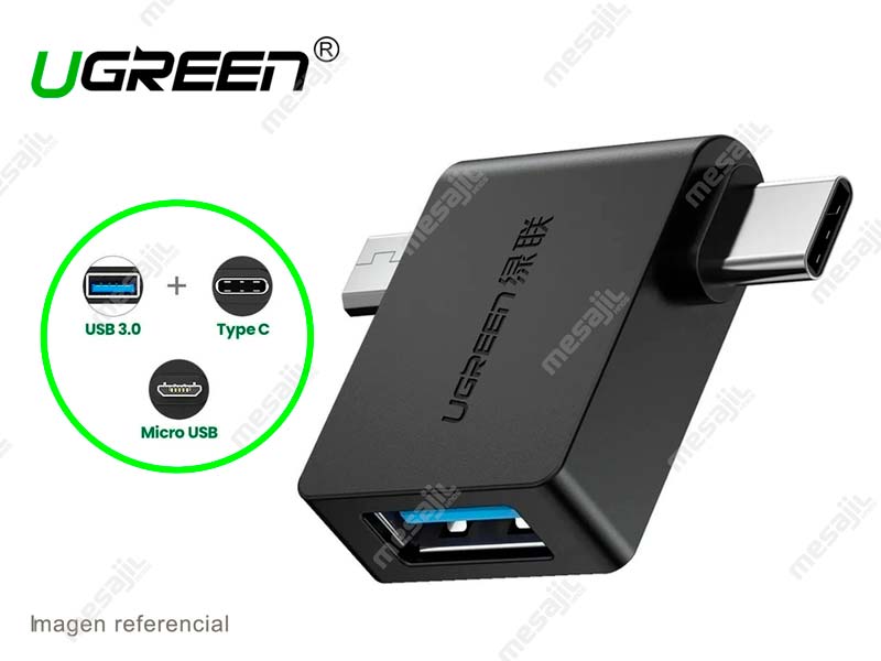 Adaptador Ugreen USB tipo C a USB 3.0 Para Celular y Laptops - Negro