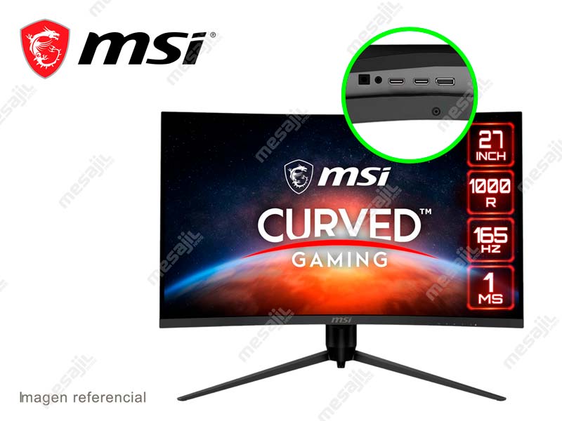 Monitor Gaming MSI Optix G271CQR 27 WQHD Curvo DP/HDMIx2/165Hz/1ms -  Mesajil