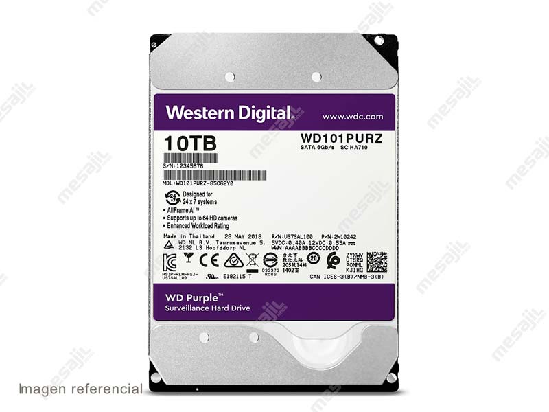 Disco Duro de 10TB Interno Western Digital Purple PRO NVR SATA 3.5"