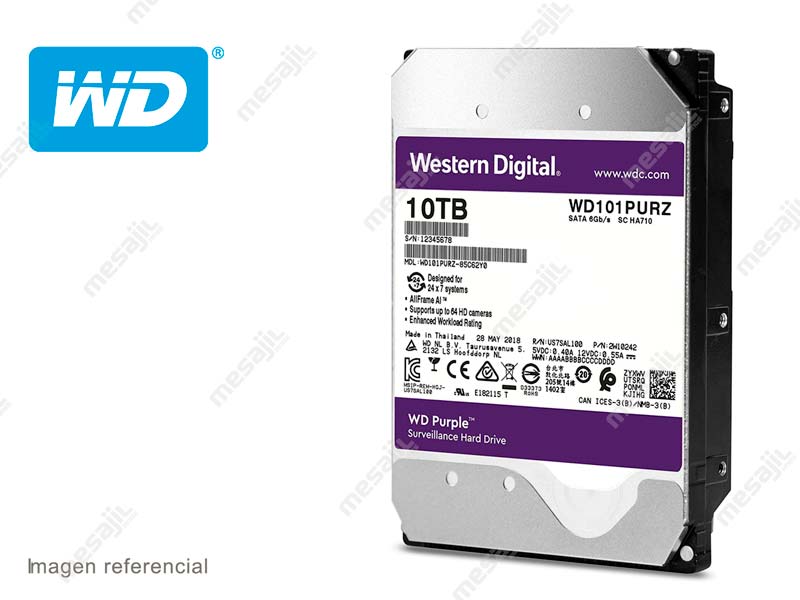Disco Duro de 10TB Interno Western Digital Purple PRO NVR SATA 3.5"