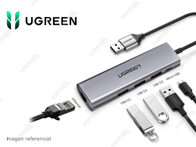 Hub UGREEN USB 3.0 a 3 port USB 3.0 + 1 red RJ45 Gigabit + 1 Micro USB  (60812) - Mesajil