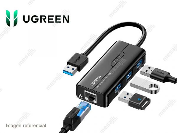 Hub UGREEN USB-A a 3 port USB-A 3.0 + 1 red RJ45 Gigabit (20265)