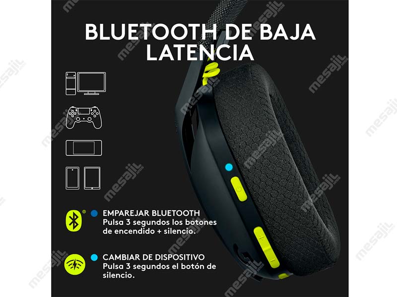 Audifono Gaming Logitech G G435 Lightspeed Wireless Black/Neon Yellow