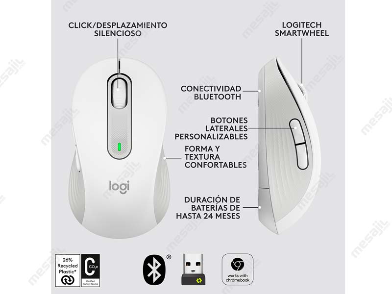 Mouse Logitech Signature M650 Silen Wireless BT White