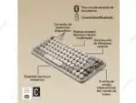 Teclado Logitech POP Keys Wireless BT Niebla gris arena