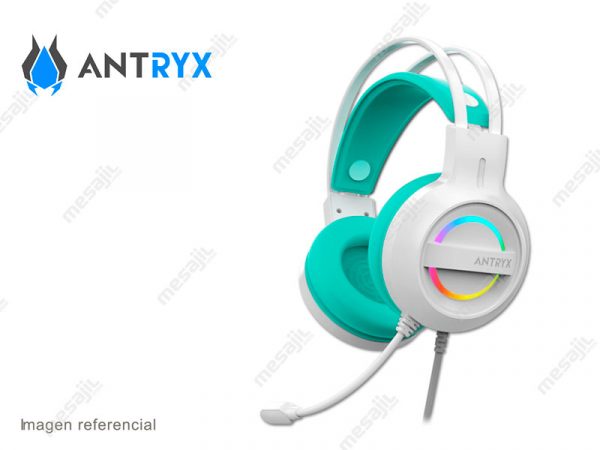 Audifono Gaming Antryx IRIS-W Virtual 7.1 Blanco/Turquesa