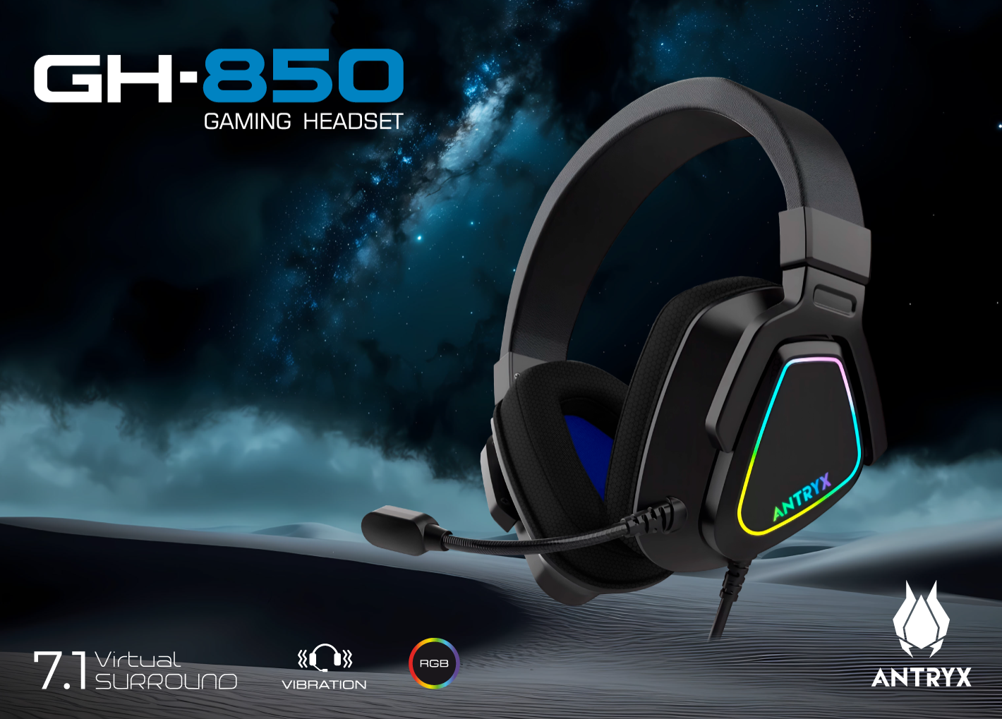 Audífono Gaming Antryx GH-850 7.1 Virtual RGB USB